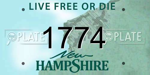 1774 New Hampshire License Plate
