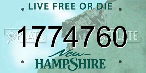 1774760 New Hampshire License Plate