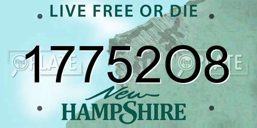 17752O8 New Hampshire License Plate