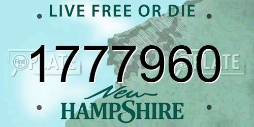 1777960 New Hampshire License Plate
