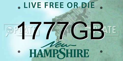 1777GB New Hampshire License Plate