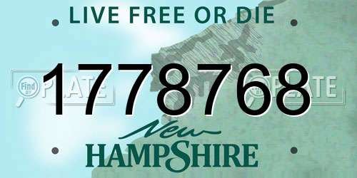 1778768 New Hampshire License Plate