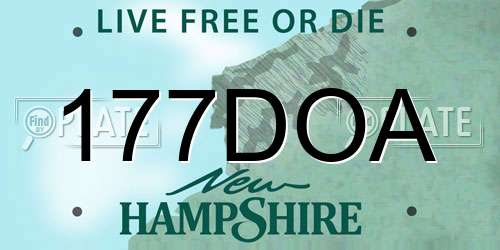 177DOA New Hampshire License Plate