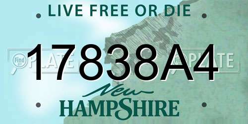 17838A4 New Hampshire License Plate