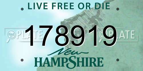 178919 New Hampshire License Plate
