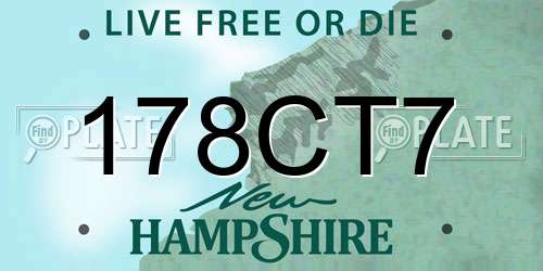 178CT7 New Hampshire License Plate