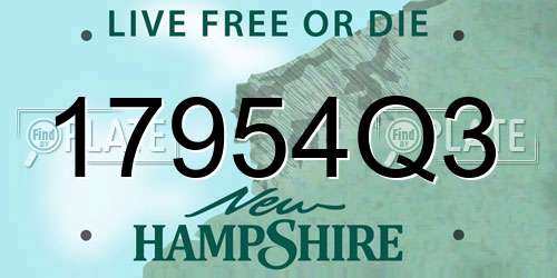 17954Q3 New Hampshire License Plate