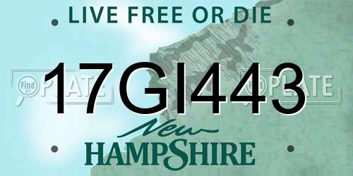 17GI443 New Hampshire License Plate