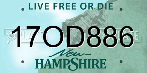17OD886 New Hampshire License Plate