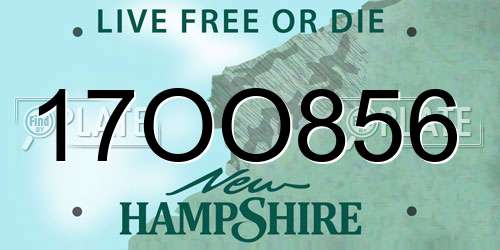 17OO856 New Hampshire License Plate