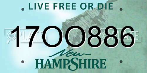 17OO886 New Hampshire License Plate