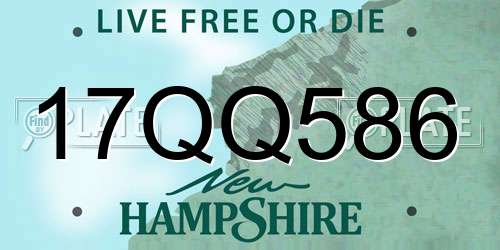 17QQ586 New Hampshire License Plate