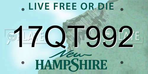 17QT992 New Hampshire License Plate