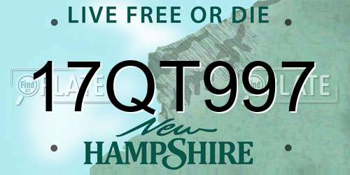 17QT997 New Hampshire License Plate
