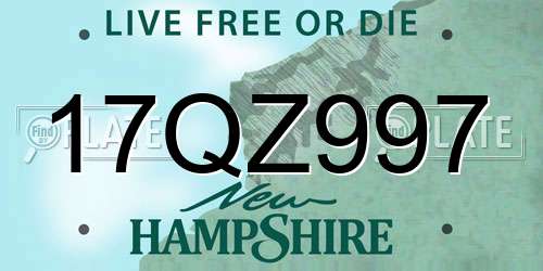 17QZ997 New Hampshire License Plate