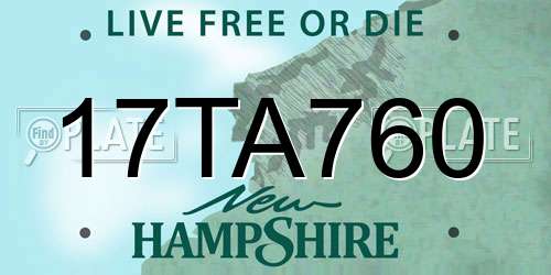 17TA760 New Hampshire License Plate