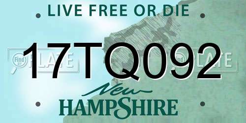 17TQ092 New Hampshire License Plate