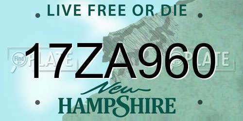 17ZA960 New Hampshire License Plate