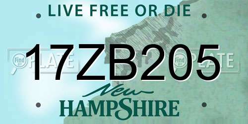 17ZB205 New Hampshire License Plate