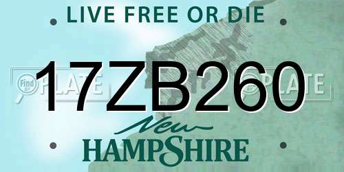 17ZB260 New Hampshire License Plate