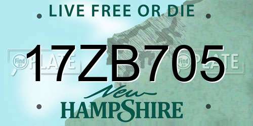 17ZB705 New Hampshire License Plate