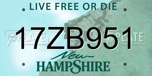 17ZB951 New Hampshire License Plate
