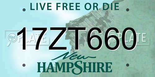 17ZT660 New Hampshire License Plate