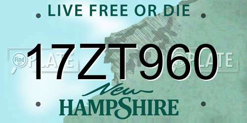 17ZT960 New Hampshire License Plate