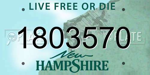 1803570 New Hampshire License Plate