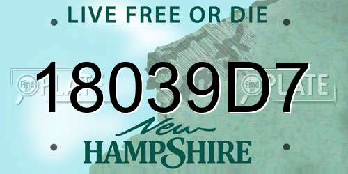 18039D7 New Hampshire License Plate
