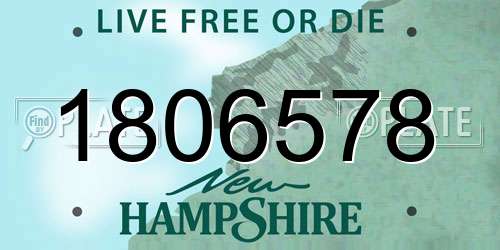 1806578 New Hampshire License Plate