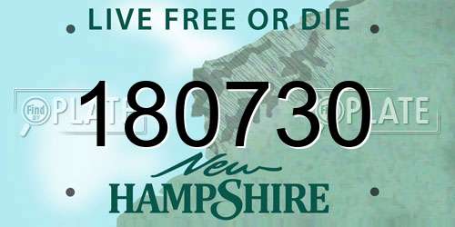 180730 New Hampshire License Plate