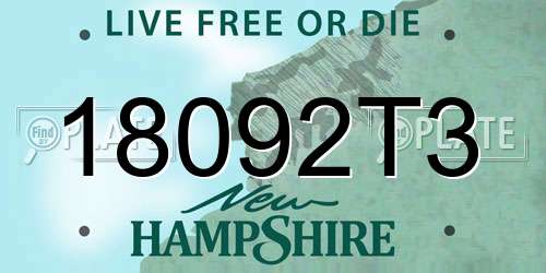 18092T3 New Hampshire License Plate