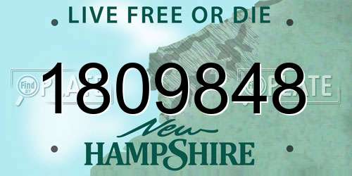 1809848 New Hampshire License Plate