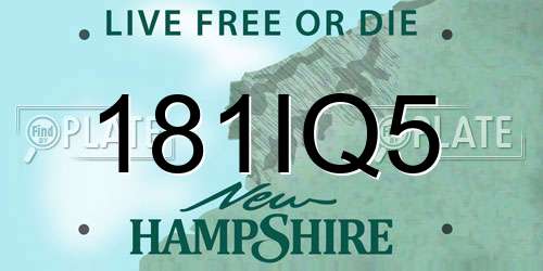 181IQ5 New Hampshire License Plate
