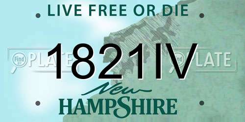 1821IV New Hampshire License Plate