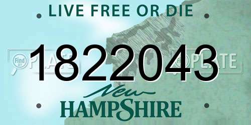 1822043 New Hampshire License Plate