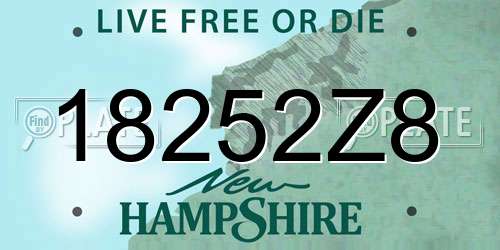 18252Z8 New Hampshire License Plate