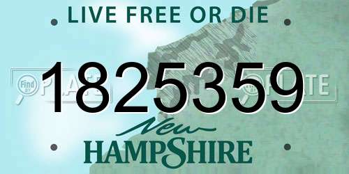 1825359 New Hampshire License Plate