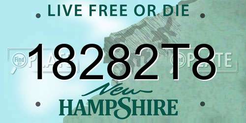 18282T8 New Hampshire License Plate