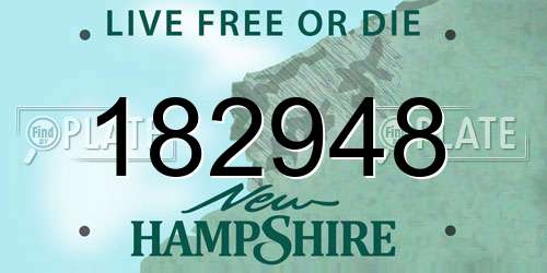 182948 New Hampshire License Plate