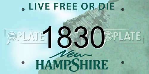 1830 New Hampshire License Plate