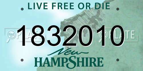 1832010 New Hampshire License Plate