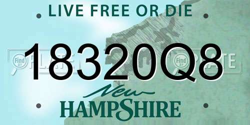 18320Q8 New Hampshire License Plate