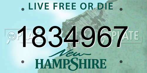 1834967 New Hampshire License Plate