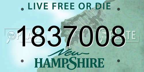 1837008 New Hampshire License Plate