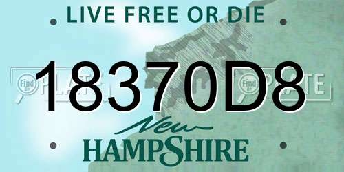 18370D8 New Hampshire License Plate