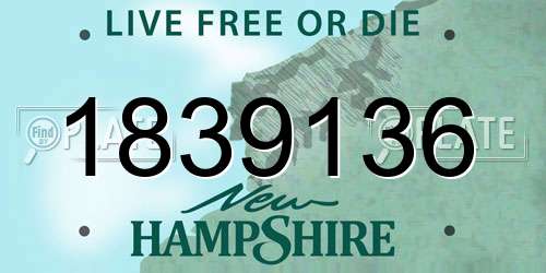 1839136 New Hampshire License Plate