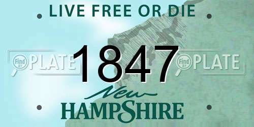 1847 New Hampshire License Plate