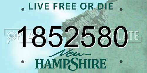 1852580 New Hampshire License Plate
